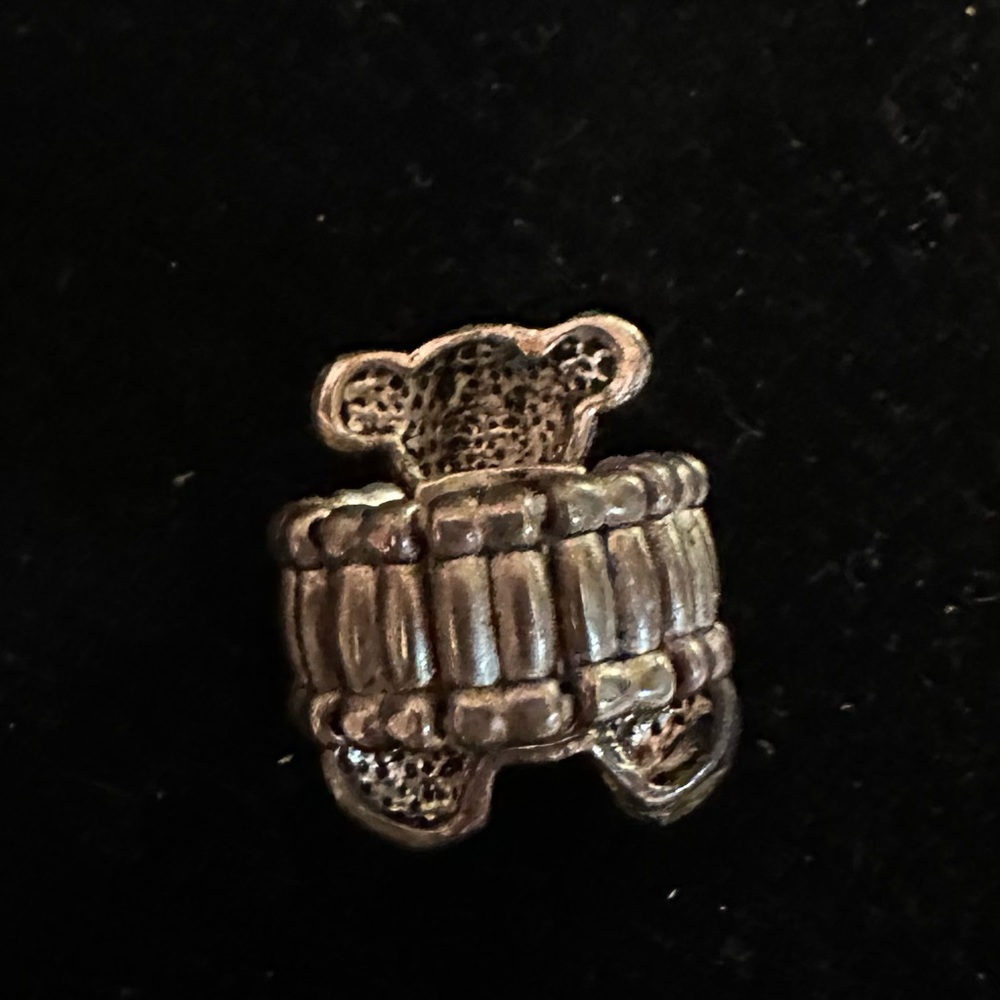 Hematite Teddy Bear Stretch Ring. Silver Tone - image 3